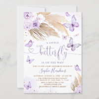 Boho Pampas Grass A Little Butterfly Baby Shower Invitation