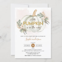 Boho Pampas Grass A Little Pumpkin Baby Shower Invitation