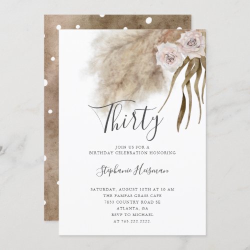 Boho Pampas Grass Adult 30th Birthday Party