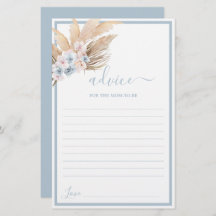 Boho Pampas Grass Advice for Mom To Be card