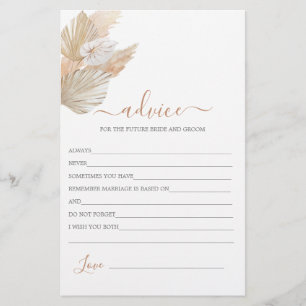 Boho Pampas Grass Advice for the Bride card