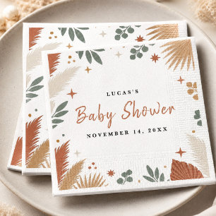 Boho Pampas Grass and Eucalyptus Botanical Napkins