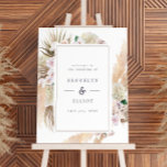 Boho Pampas Grass and Flowers Wedding Welcome Foam Board<br><div class="desc">An elegant wedding welcome sign featuring a frame of watercolor pampas grass and flowers. Personalise with your wedding details.</div>