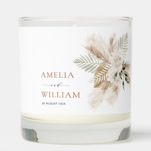 boho pampas grass and greenery wedding scented candle