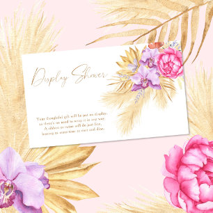 Boho Pampas grass and pink flower - display shower Enclosure Card