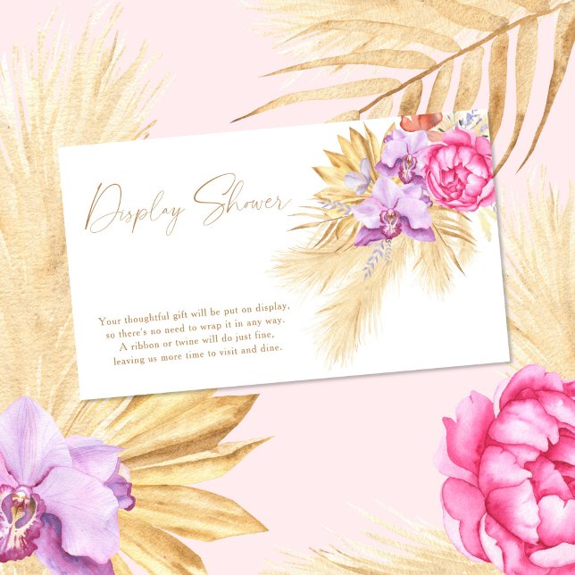 Boho Pampas grass and pink flower - display shower Enclosure Card (Creator Uploaded)