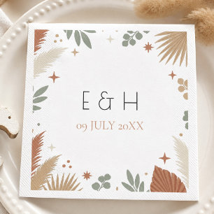 Boho Pampas Grass and Sage Green Eucalyptus Napkins