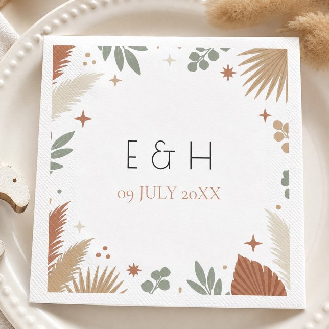Boho Pampas Grass and Sage Green Eucalyptus Napkins (Boho Pampas Grass and Sage Green Eucalyptus Napkins)