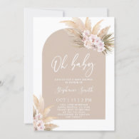 Boho Pampas Grass Arch Baby Shower Girl Invitation