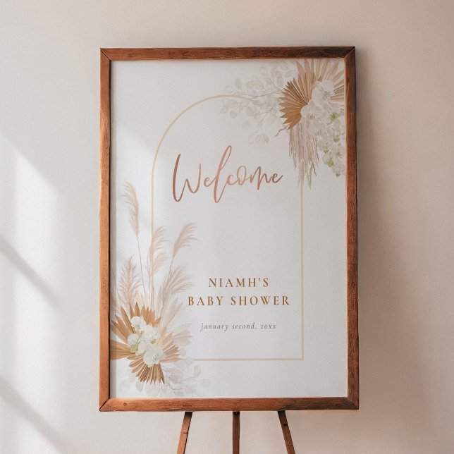 Boho Pampas Grass Arch Baby Shower Welcome Sign (Creator Uploaded)