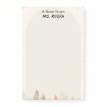 Boho Pampas Grass Arch Personalized Teacher Notepa