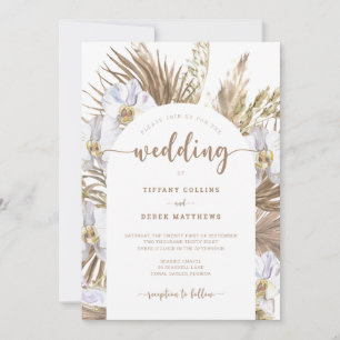 Boho Pampas Grass Arch Wedding Invitation