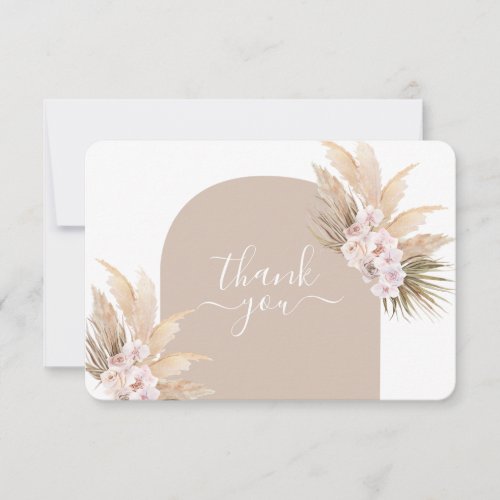 Boho Pampas Grass Arch wedding thank you card