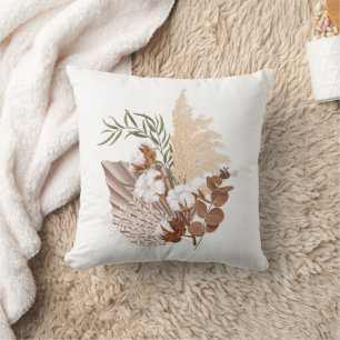 Boho Pampas Grass Autumn Fall Throw Pillow