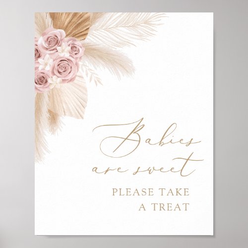 Boho Pampas Grass Babies are Sweet Take a Treat Poster