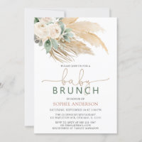 Boho Pampas Grass Baby Brunch Baby Shower Invitation