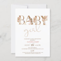 Boho Pampas Grass Baby Girl Baby Shower Invitation