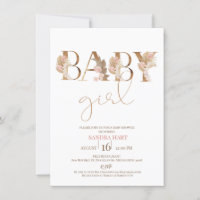 Boho Pampas Grass Baby Girl Baby Shower Invitation