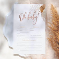 Boho Pampas Grass Baby Prediction & Advice Game