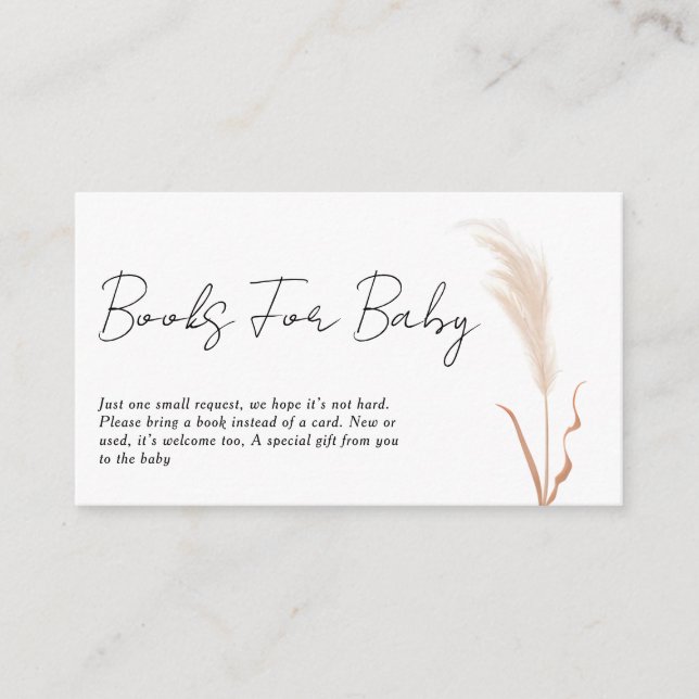 Boho Pampas Grass Baby Shower Book Request Enclosure Card (Front)