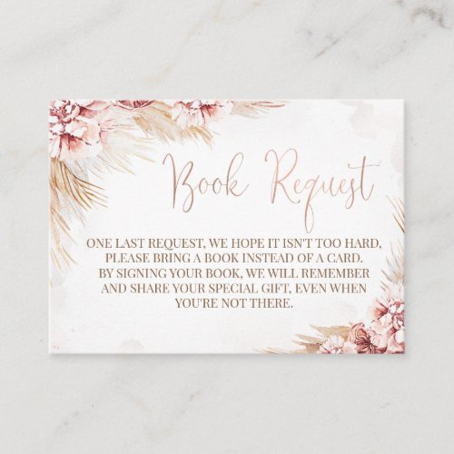 Boho Pampas Grass Baby Shower Book Request Insert