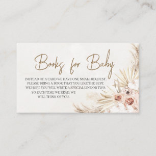 Boho Pampas Grass Baby Shower Books for Baby Enclosure Card