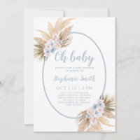 Boho Pampas Grass Baby Shower Boy Invitation