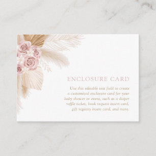 Boho Pampas Grass Baby Shower Custom Enclosure Card