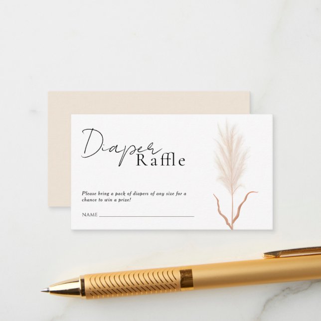 Boho Pampas Grass Baby Shower Diaper Raffle Enclosure Card (Front/Back In Situ)