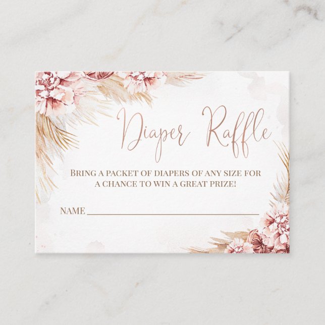 Boho Pampas Grass Baby Shower Diaper Raffle Insert (Front)