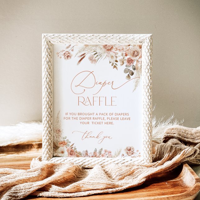 Boho Pampas Grass Baby Shower Diaper Raffle Poster (Creator Uploaded)