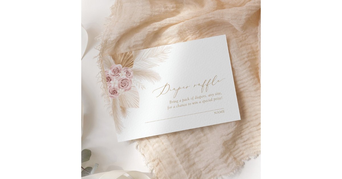 Boho Pampas Grass Baby Shower Diaper Raffle Ticket Enclosure Card | Zazzle