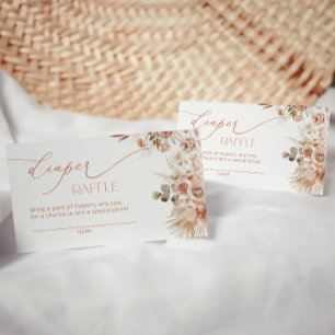 Boho Pampas Grass Baby Shower Diaper Raffle Ticket Enclosure Card