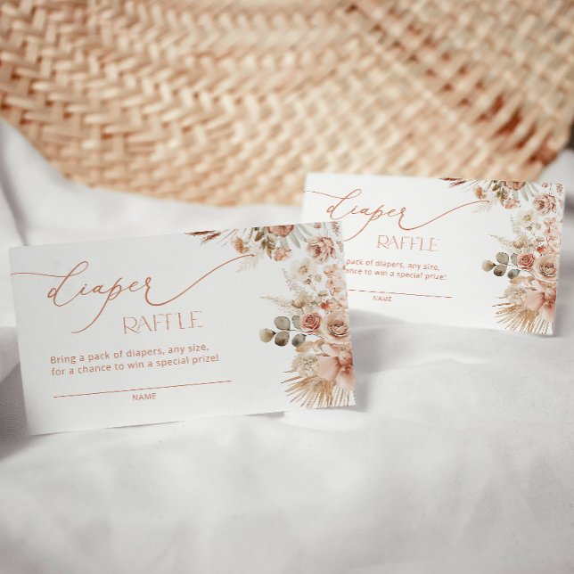 Boho Pampas Grass Baby Shower Diaper Raffle Ticket Enclosure Card (Creator Uploaded)