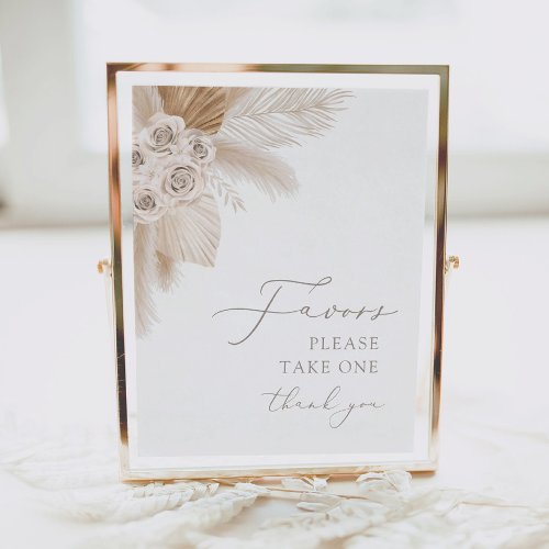 Boho Pampas Grass Baby Shower Favors Sign