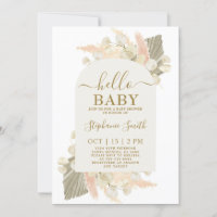 Boho Pampas Grass Baby Shower Girl Invitation