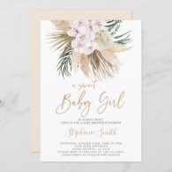 Boho Pampas Grass Baby Shower girl Invitation