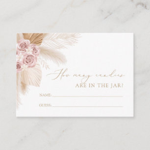 Boho Pampas Grass Baby Shower How Many Candies Enclosure Card