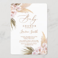 Boho pampas Grass Baby Shower Invitation