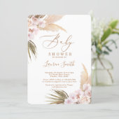 Boho pampas Grass Baby Shower Invitation (Standing Front)