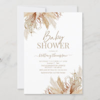 Boho Pampas Grass Baby Shower Invitation