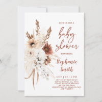 Boho Pampas Grass Baby Shower Invitation