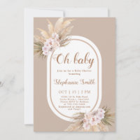 Boho Pampas Grass Baby Shower Invitation