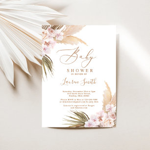 Boho pampas Grass Baby Shower Invitation