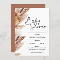 Boho Pampas Grass Baby Shower Invitation