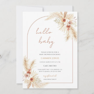 Boho Pampas Grass Baby Shower Invitation