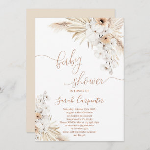 Boho Pampas Grass Baby Shower Invitation