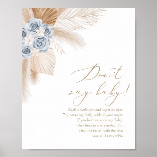 Boho Pampas Grass Baby Shower Late Night Diapers P Poster