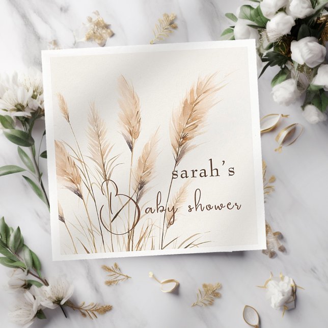 boho Pampas grass Baby shower  Napkins (Creator Uploaded)