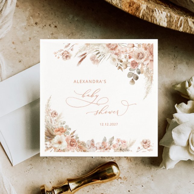 Boho Pampas Grass Baby Shower Napkins (Creator Uploaded)